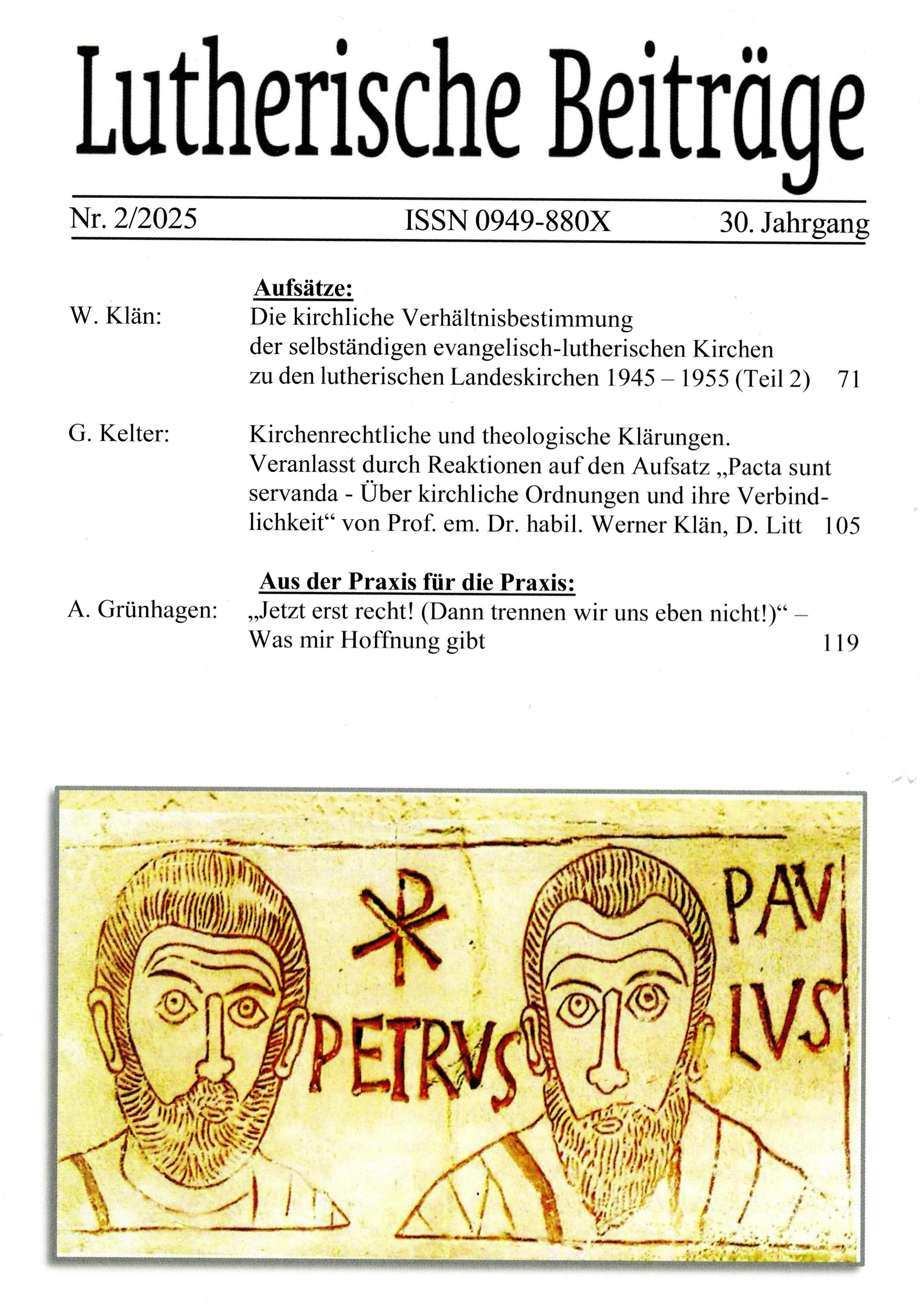 					Ansehen Bd. 30 Nr. 2 (2025): Lutherische Beiträge
				